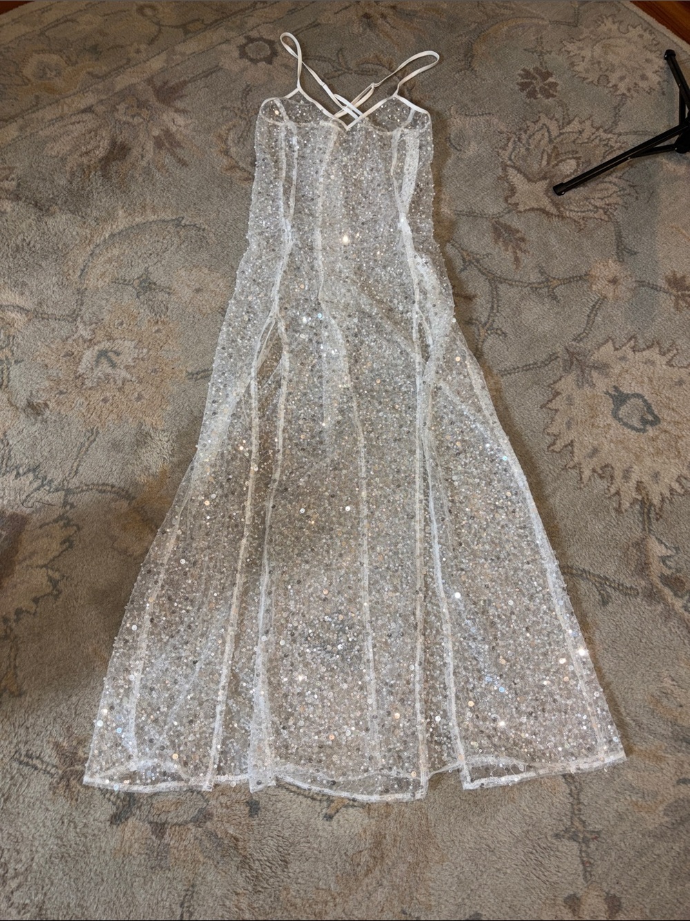 Lulu's Sheer Sequin White Swim Coverup